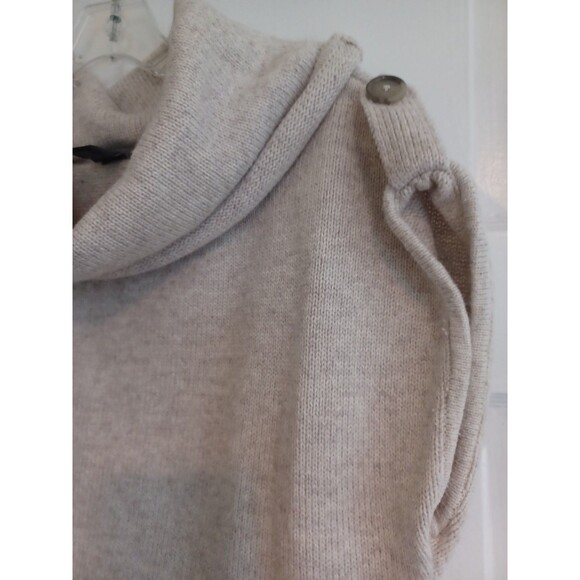 Ann Taylor oatmeal sleeveless cowlneck tunic sweater M neutral minimalist casual - Picture 4 of 9